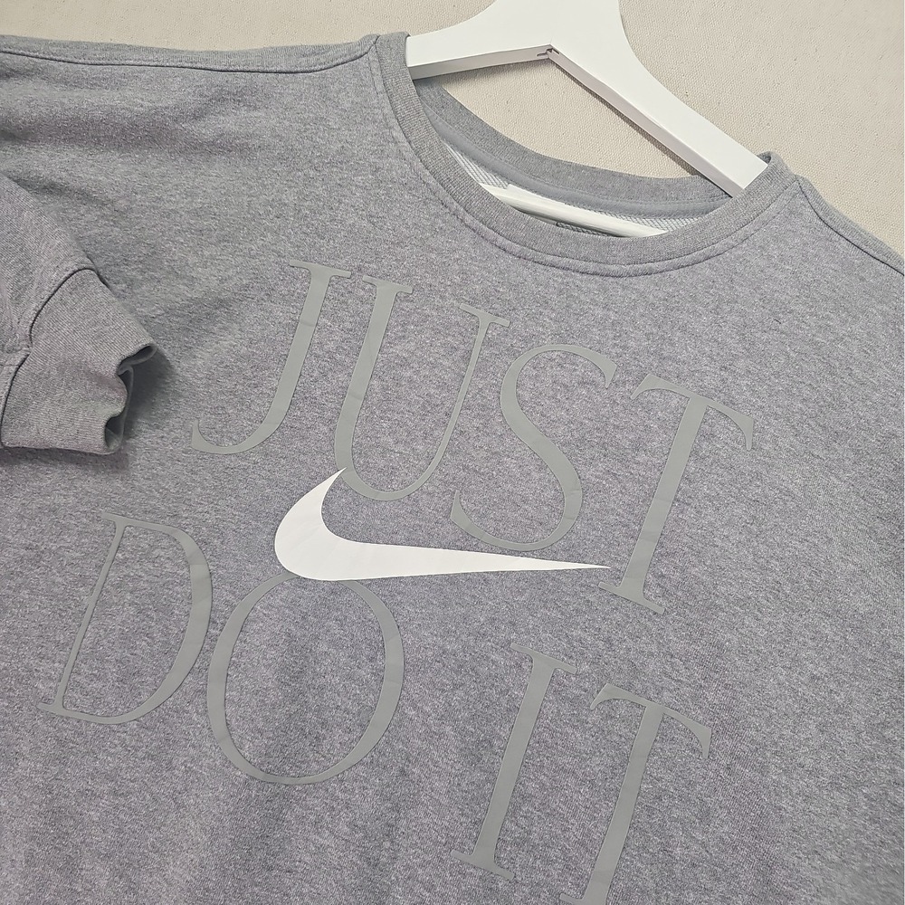 Nike Dri-Fit Get Fit Just Do It Light Gray Crop Sweatshirt Womens XXL DD6130-091